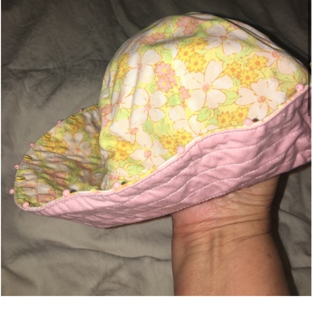 Gymboree pink floral L XXL floppy sunny hat NWT